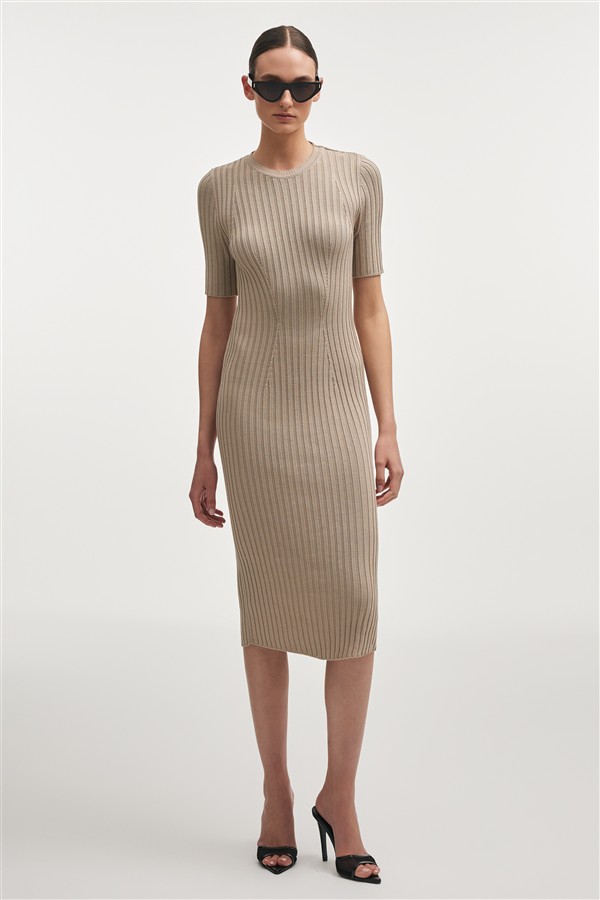 NR FEMME KNITTED MAXI DRESS GREY